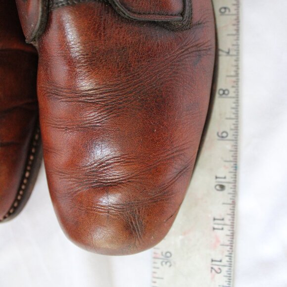 Vintage Frye Brown Leather Lace-up Equestrian Riding campus Black label Boots - Picture 10 of 12